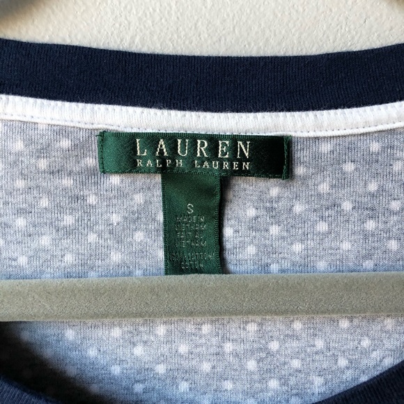 Ralph Lauren navy blue polkadot top - Picture 3 of 3